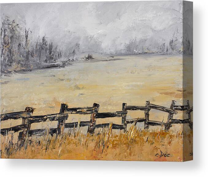 Fences Canvas Print featuring the painting Old Fence Row by Carolyn Doe
