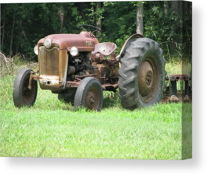 Tractor Canvas Print featuring the photograph Old Ford Tractor by Ali Baucom