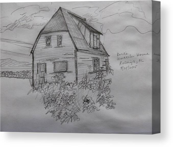 Pencil Sketch Canvas Print featuring the drawing Old House in Raleigh by Joel Deutsch