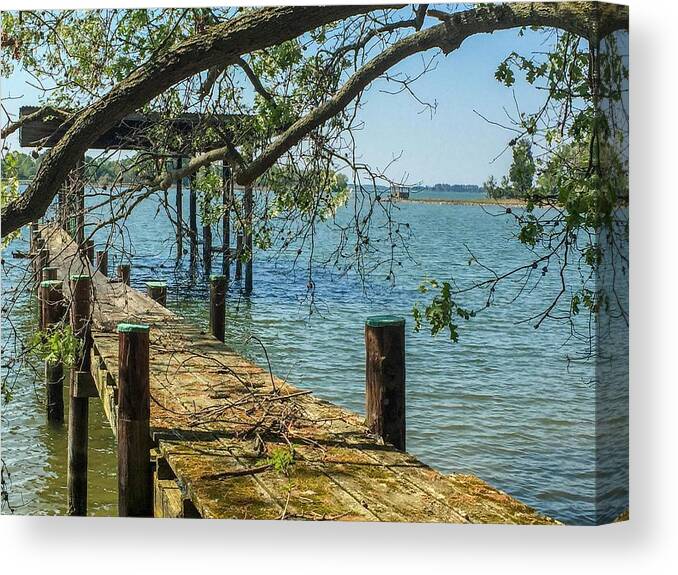 Water Canvas Print featuring the photograph Old Pier on the Tred Avon by Charles Kraus