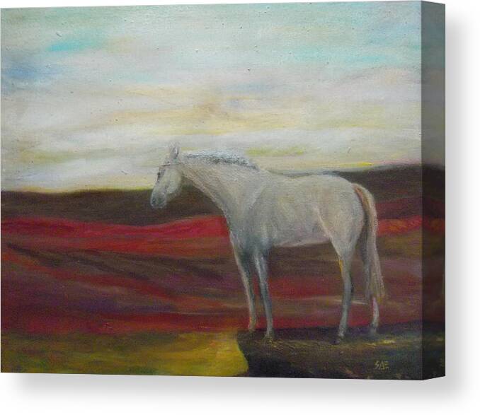 Horse Canvas Print featuring the painting On the Edge by Susan Esbensen