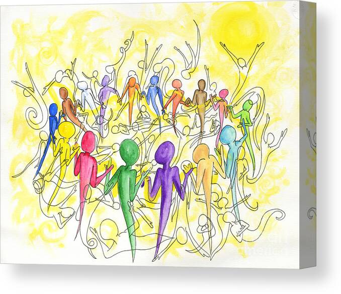 Community Canvas Print featuring the painting One Breath by Laura Brightwood