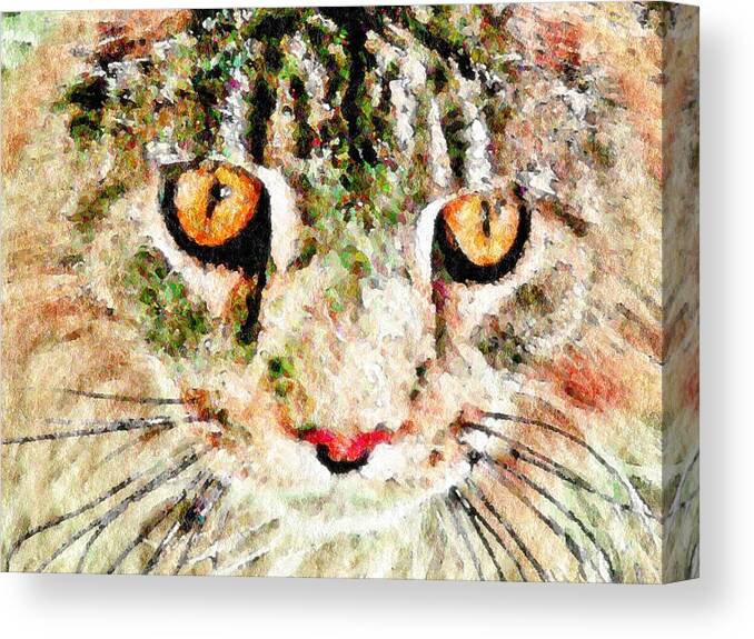 Cat Canvas Print featuring the digital art One Cool Cat by Terry Mulligan