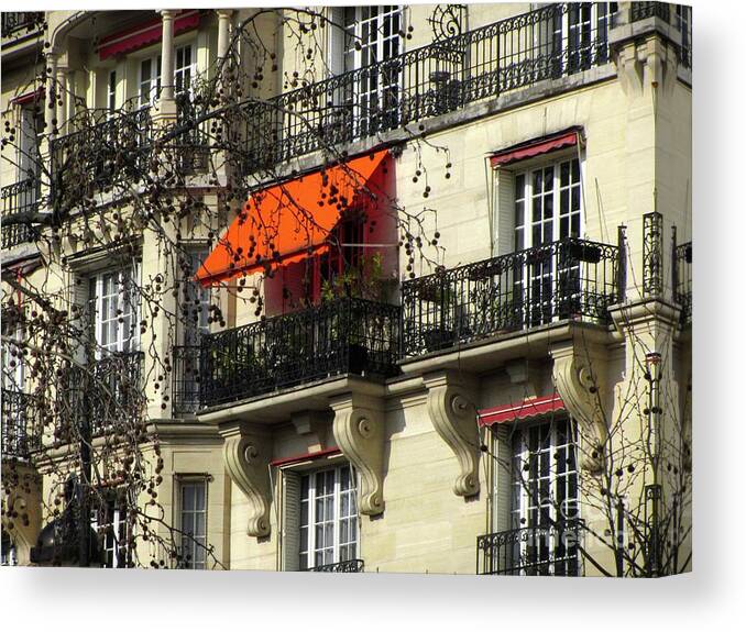 Paris Canvas Print featuring the photograph Orange Canopy by Jennefer Chaudhry