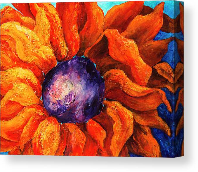 Sunflower Canvas Print featuring the painting Orange Sunflower by Sally Quillin