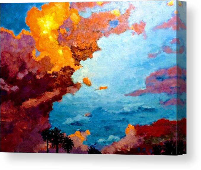Sunset Canvas Print featuring the painting Orange sunset by Ray Khalife