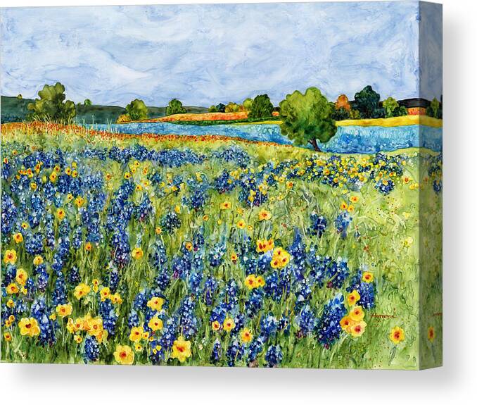 Bluebonnet Canvas Print featuring the painting Painted Hills by Hailey E Herrera