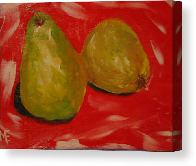 Pears Canvas Print featuring the painting Pair of Pears by Melinda Etzold