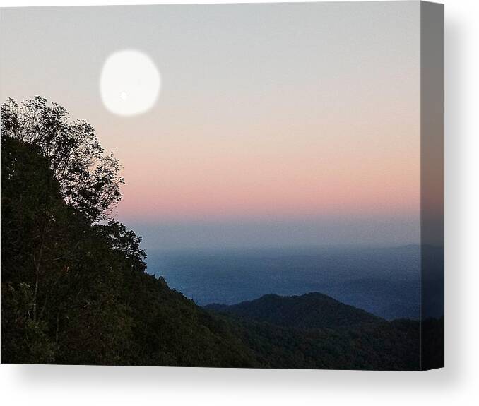 Moon Canvas Print featuring the photograph Paper Moon Over Blue Ridge by Kathy Barney
