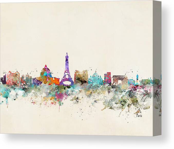 Paris Canvas Print featuring the painting Paris City Skylline by Bri Buckley