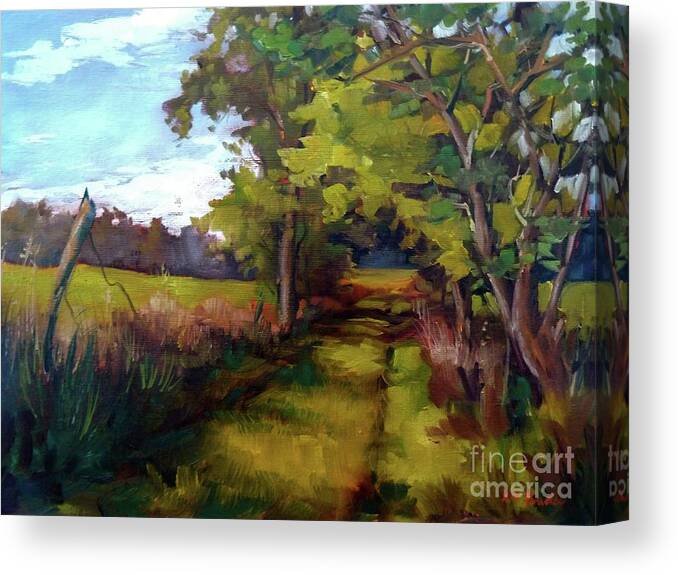 Trees Canvas Print featuring the painting Path Between Fields by K M Pawelec