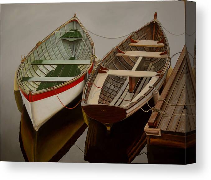 Boat Canvas Print featuring the painting Peace at last by Thu Nguyen