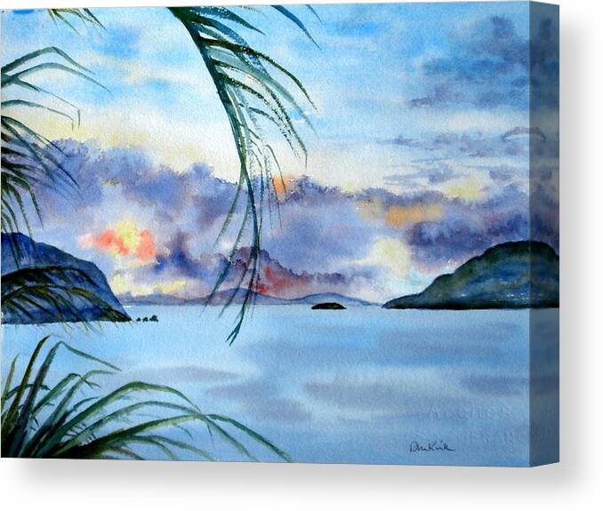 Sunset Canvas Print featuring the painting Peace in the Caribbean by Diane Kirk