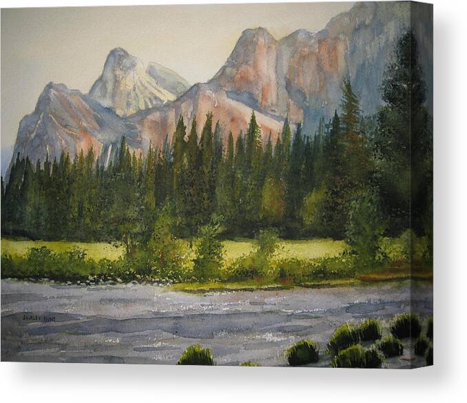 Landscape Canvas Print featuring the painting Peaceful Yosemite by Shirley Braithwaite Hunt