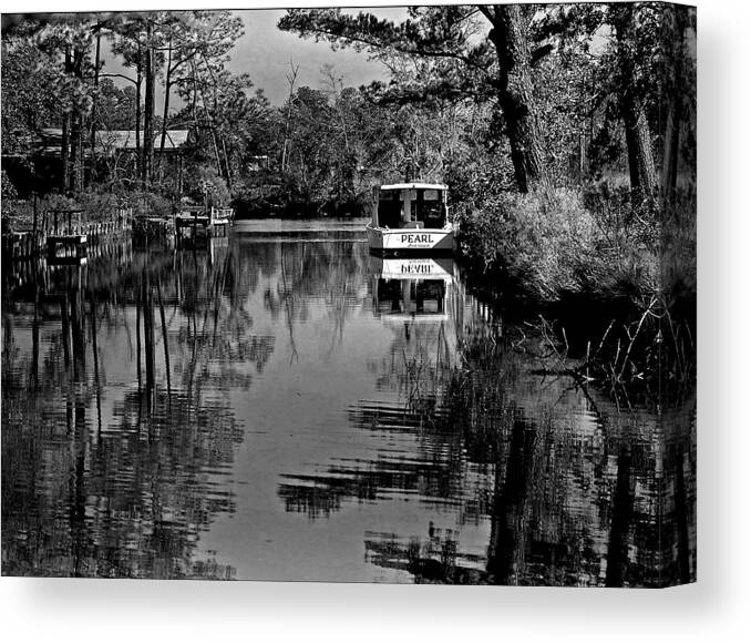 Shrimp Boat Canvas Print featuring the painting Pearl BW by Michael Thomas