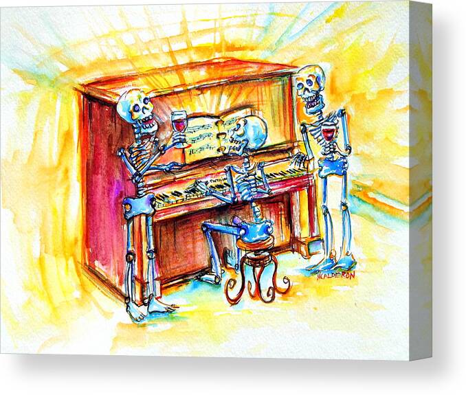 Day Of The Dead Canvas Print featuring the painting Piano Man by Heather Calderon
