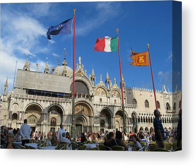 Piazza San Marco Venice Italy Canvas Print featuring the painting Piazza San Marco Venice by Lisa Boyd