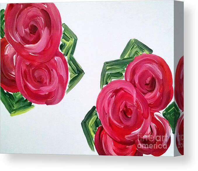 Peonies Pink Canvas Print featuring the painting Playful Peonies by Jilian Cramb - AMothersFineArt