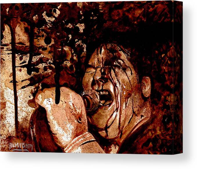 Ryan Almighty Canvas Print featuring the painting POISON IDEA - JERRY - dry blood by Ryan Almighty