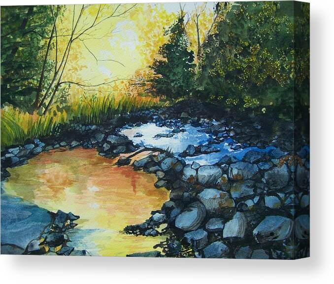 Landscape Canvas Print featuring the painting Pool of Gold by Lynn Babineau