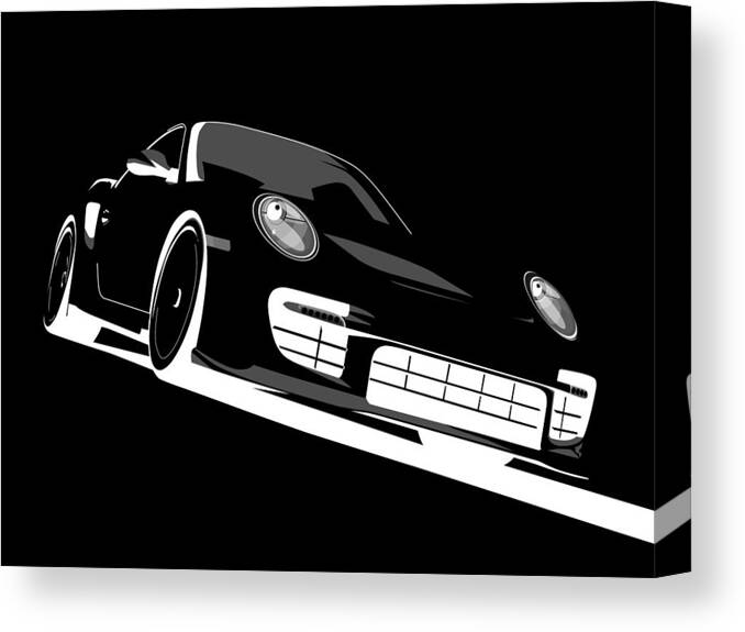 Porsche Canvas Print featuring the digital art Porsche 911 GT2 Night by Michael Tompsett