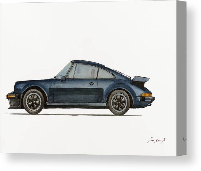 Porsche Canvas Print featuring the painting Porsche 911 turbo 930 by Juan Bosco