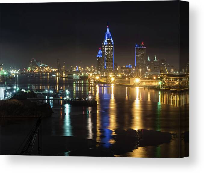 Alabama Canvas Print featuring the photograph Port City Honors Blue by Brad Boland