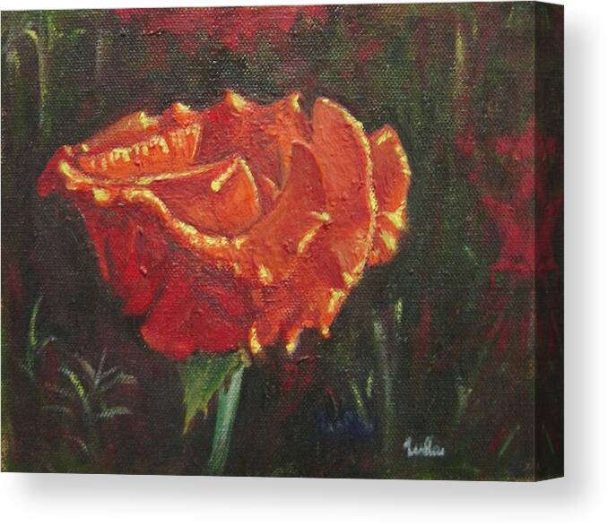 Portrait Canvas Print featuring the painting Portrait of a Rose 8 by Usha Shantharam