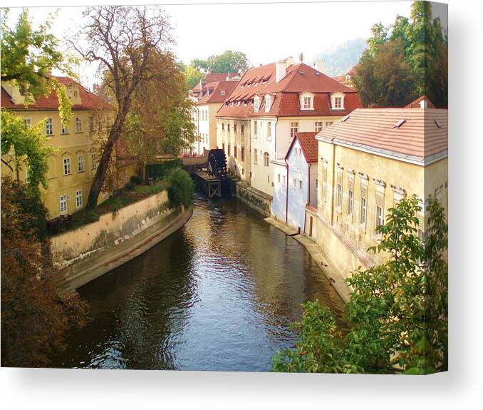 Prague Canvas Print featuring the photograph Prague River Scene by LeAnne Sowa