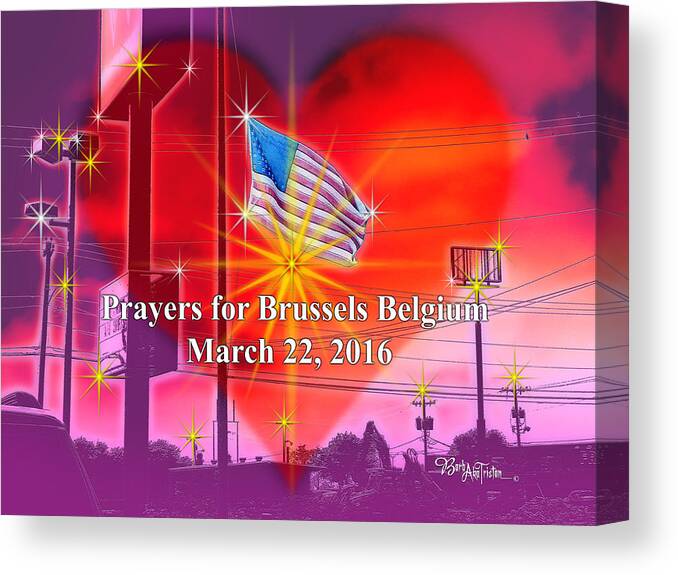 Artist Barbara Tristan Canvas Print featuring the photograph Prayers for Brussels #9726_4 by Barbara Tristan