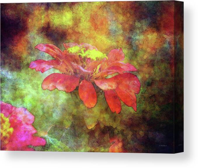 Red Zinnia Canvas Print featuring the photograph Presence 1294 IDP_2 by Steven Ward