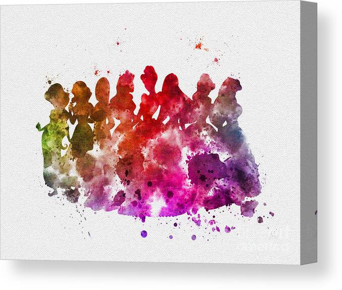 Snow White Canvas Print featuring the mixed media Princesses by My Inspiration