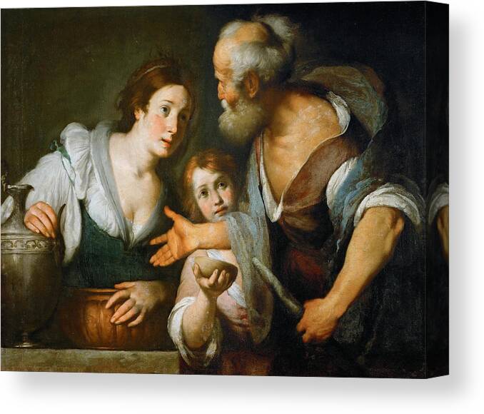 Bernardo Strozzi Canvas Print featuring the painting Prophet Elijah and the Widow of Sarepta by Bernardo Strozzi