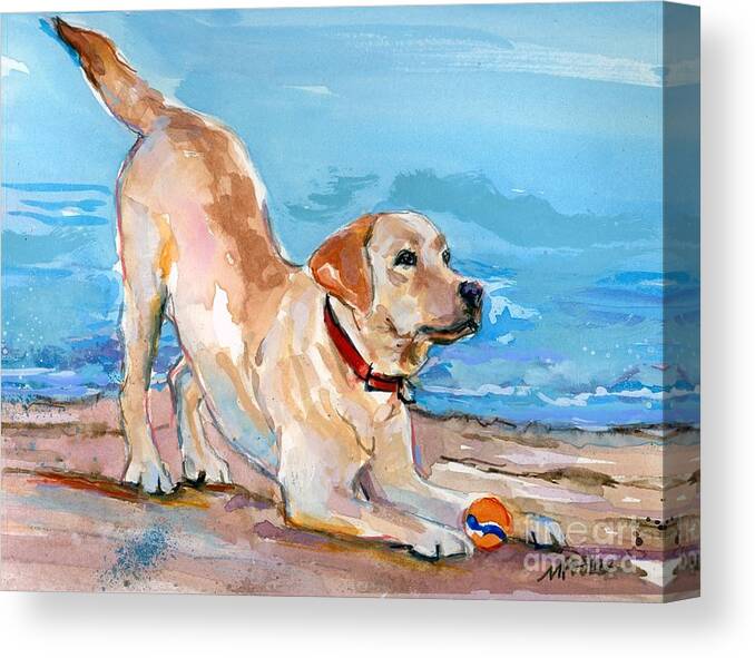 Dog Canvas Print featuring the painting Puppy Pose by Molly Poole