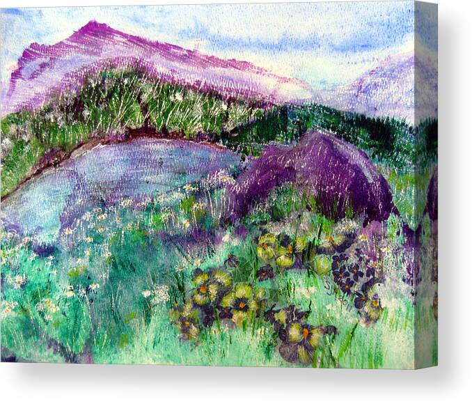 Purple Mountains Canvas Print featuring the painting Purple Mountains by Sarah Hornsby