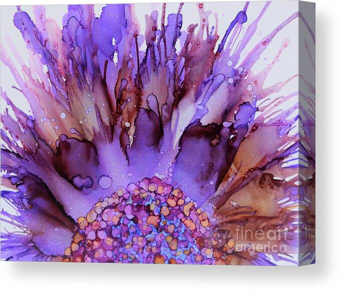 Sunflower Canvas Print featuring the painting Purple sunflower by Beth Kluth