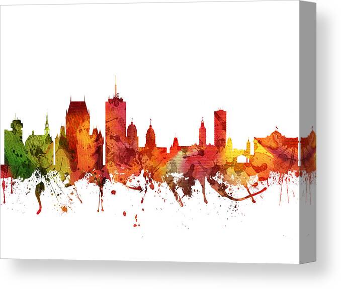 Quebec Canvas Print featuring the digital art Quebec Cityscape 04 by Aged Pixel