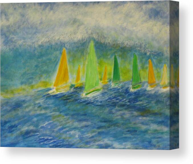 Sailing Canvas Print featuring the painting Racing home by John Scates