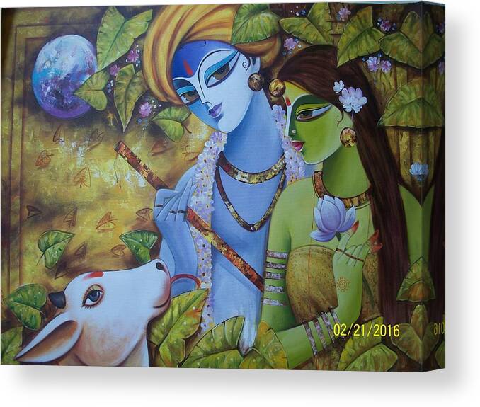 Radha Krishna With Cow Canvas Print / Canvas Art by Rajesh Prasad - Fine  Art America