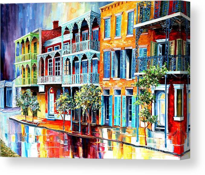 New Orleans Canvas Print featuring the painting Rain in Old New Orleans by Diane Millsap