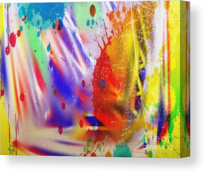 Digital Art Canvas Print featuring the photograph Rainbow Splatters by Kathie Chicoine