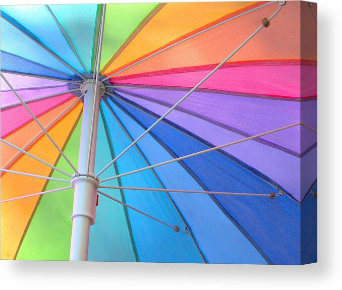 Umbrella Canvas Print featuring the photograph Rainbow Umbrella by Cathy Kovarik