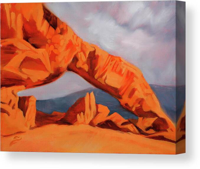 Landscape Canvas Print featuring the painting Reaching Rock by Sandi Snead