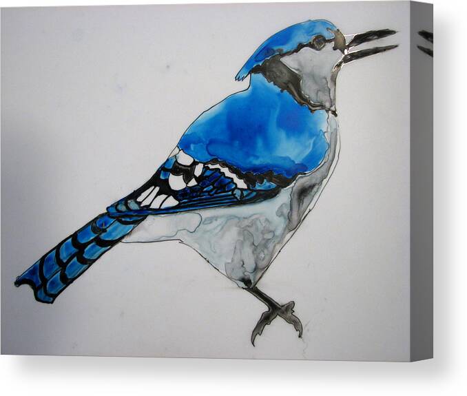 Birds Canvas Print featuring the painting Ready Blue by Patricia Arroyo