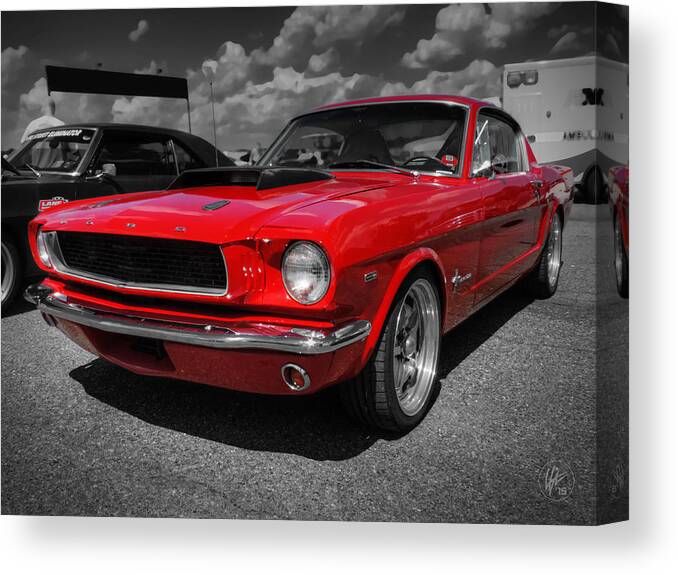 Ford Mustang Canvas Print featuring the photograph Red '65 Mustang 001 by Lance Vaughn