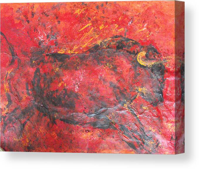 Animal Canvas Print featuring the painting Red Bull by Koro Arandia