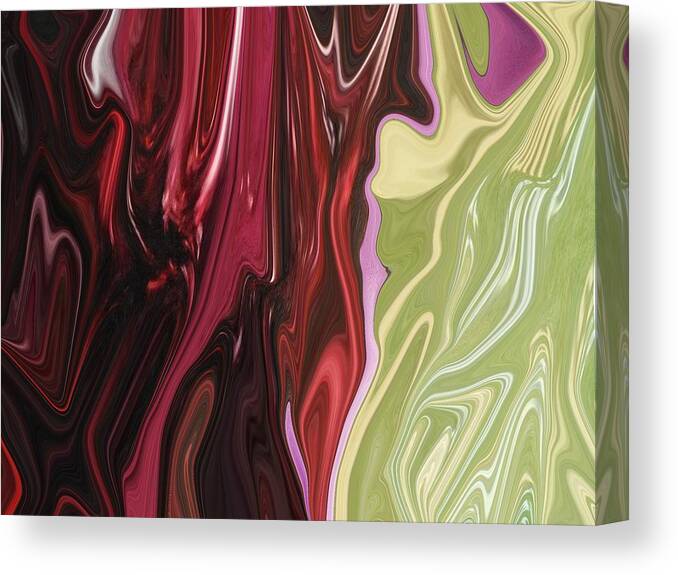 Abstract Canvas Print featuring the digital art Red Divide by Florene Welebny