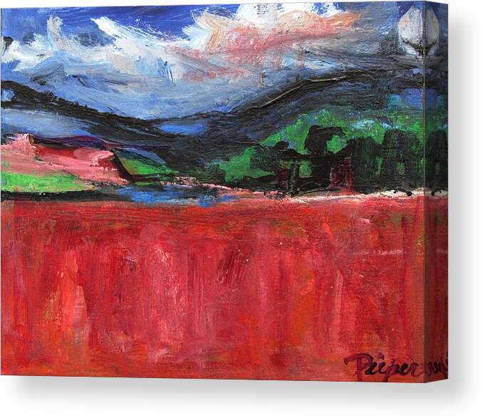 Landscape Canvas Print featuring the painting Red Field Landscape by Betty Pieper