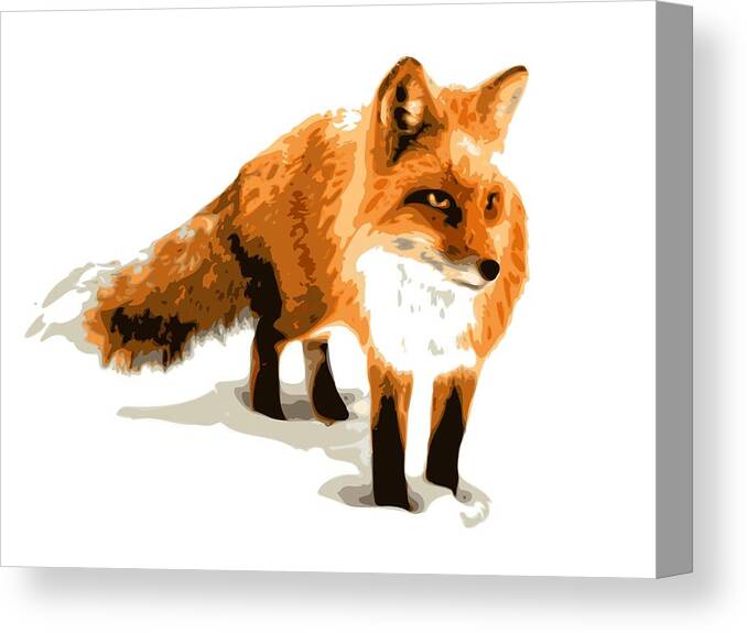 Fox Canvas Print featuring the digital art Red Fox in Winter by DB Artist