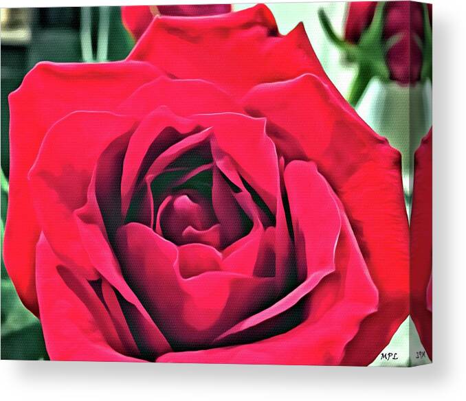 Red Canvas Print featuring the mixed media Red, Red Rose by Marian Lonzetta